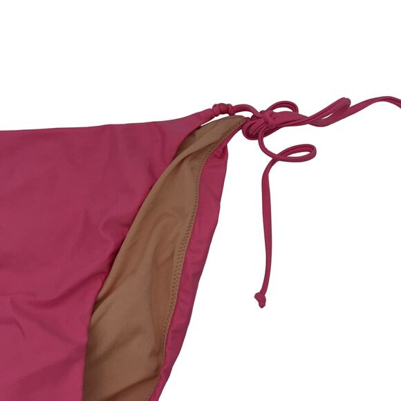 New J. Crew Pink Cheeky Beaded Side Tie Bikini Swim Bathing Suit Bottom Small - Picture 3 of 8